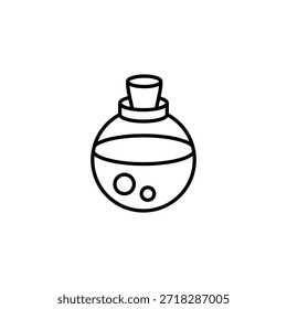 Icono de contorno de botella de poción redonda con tapón de corcho