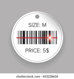 Round price tag with barcode