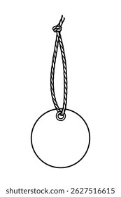 Round price tag with string line art vector