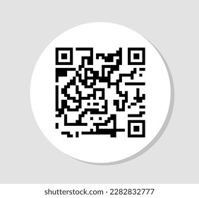 Round pricetag barcode concept. Consumer and customer. Online shopping and electronic commerce. QR code and identifier. Template, layout and mock up. Realistic flat vector illustration