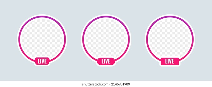 Round Profile Frame For Live Streaming On Social Media. Gradient Livestream Frame.