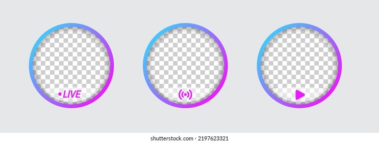 Round Profile Frame For Live Streaming On Social Media. Gradient Livestream Frame.