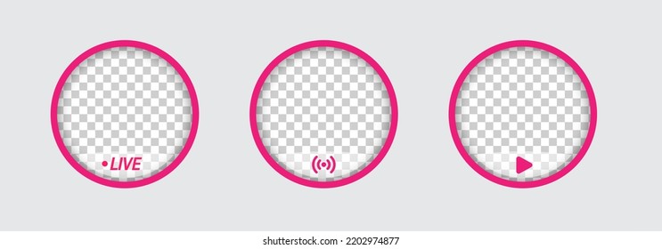 Round Profile Frame For Live Streaming On Social Media. Gradient Livestream Frame.