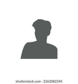 Round profile image of male avatar for social networks with half circle. Fashion, beauty, blue and black. Bright vector illustration in trendy style.