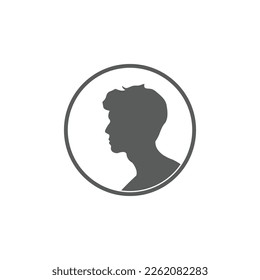 Round profile image of male avatar for social networks with half circle. Fashion, beauty, blue and black. Bright vector illustration in trendy style.