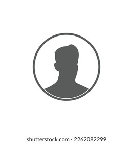 Round profile image of male avatar for social networks with half circle. Fashion, beauty, blue and black. Bright vector illustration in trendy style.