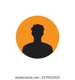 Round profile image of man avatar for social networks. Fashion, beauty, blue and black. Bright vector illustration in trendy style.