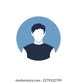 Imagen de perfil de perfil de man avatar para redes sociales. Moda, belleza, azul y negro. Ilustración vectorial brillante de estilo moderno.
