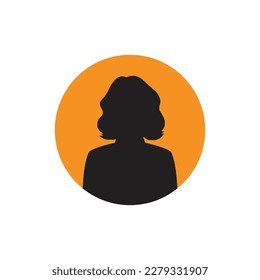 Round profile image of woman avatar for social networks. Fashion, beauty, blue and black. Bright vector illustration in trendy style.