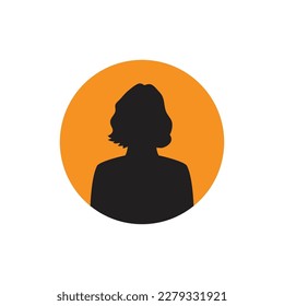 Round profile image of woman avatar for social networks. Fashion, beauty, blue and black. Bright vector illustration in trendy style.