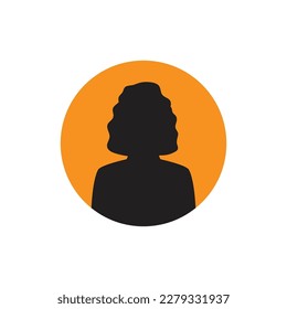 Round profile image of woman avatar for social networks. Fashion, beauty, blue and black. Bright vector illustration in trendy style.