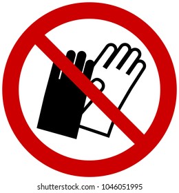 Round prohibition sign- do not wear gloves vector symbol