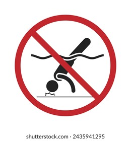 Round prohibition sign head injury for do not diving or jump on shallow swimming pool