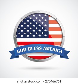 Round protection shield with US-Flag on the white background. Eps 10 vector file.