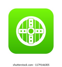 Round protective shield icon digital green for any design isolated on white vector illustration