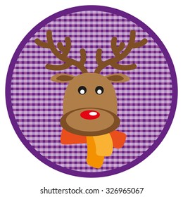 Round purple Button moose on white background