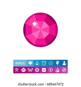 Round purple gemstone vector icon