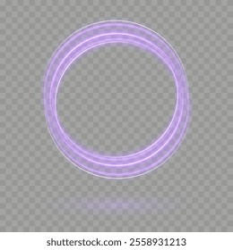 Round Purple Glow Frame: Abstract Energy Halo and Light Curves for Creative Transparent Background Designs