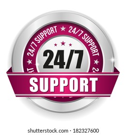 Round purple twenty for seven support badge with ribbon