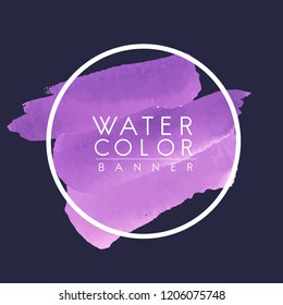 Round purple watercolor banner vector