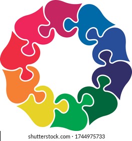 Round puzzle heart colorful vector	