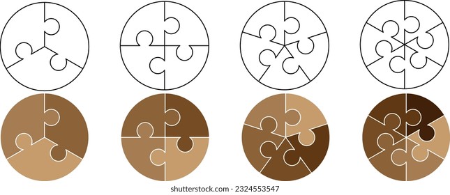 round puzzle pie chart icon set