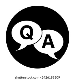 Round QA speech balloon icon. Vector.