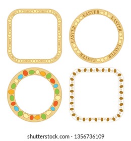 round and quadrate frames with decorative eggs for easter - vector set