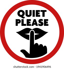 Round Quiet Please Sign Finger On Stock Vector (Royalty Free ...