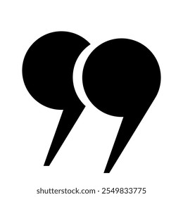 Round quotation marks icons are black on a white background. Quotes, isolated vector icons in the form of commas. Vector EPS 10.