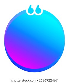 Round quote blank template featuring quotation marks gracefully hovering over a vibrant blue and purple gradient circle, ideal for incorporating quotes or testimonials seamlessly
