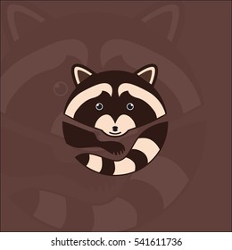 Round Raccoon. Vector illustration.Isolated vector sign symbol.