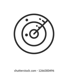 Round Radar Scanner. Linear Icon. Line With Editable Stroke