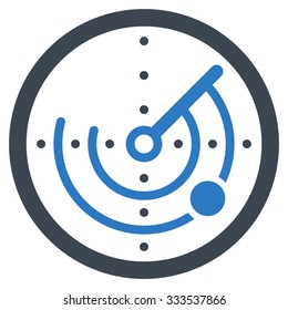 Round Radar vector icon. Style is bicolor flat symbol, smooth blue colors, rounded angles, white background.