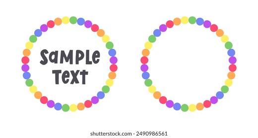 Round rainbow frame border. Pride month flag concept. Vector flat illustration.