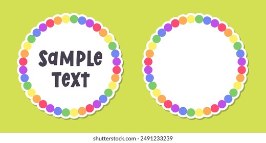 Round rainbow frame border. Pride month flag concept. Vector flat illustration.