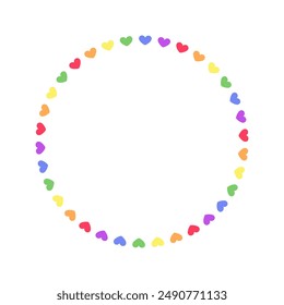 Round rainbow frame. Border template with copy space. Pride month flag concept. Vector flat illustration.