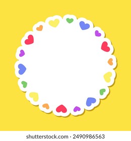 Round rainbow frame. Border template with copy space. Pride month flag concept. Vector flat illustration.