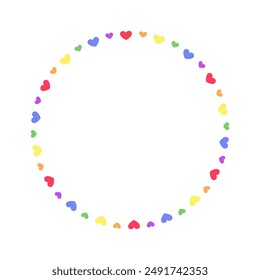 Round rainbow frame. Border template with copy space. Pride month flag concept. Vector flat illustration.