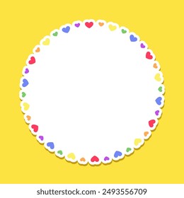 Round rainbow frame. Border template with copy space. Pride month flag concept. Vector flat illustration.