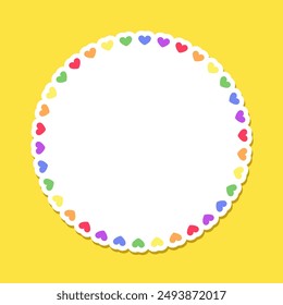 Round rainbow frame. Border template with copy space. Pride month flag concept. Vector flat illustration.