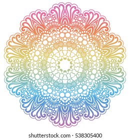 Round rainbow gradient mandala background.Creative vector illustration