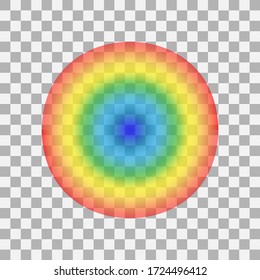 Icono de arco iris redondo aislado en fondo transparente. 3d realista. Camionetas. Material - Ilustración vectorial