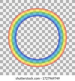 Icono de arco iris redondo aislado en fondo transparente. 3d realista. Camionetas. Material - Ilustración vectorial