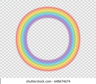 Round rainbow on a transparent background. A beautiful natural phenomenon in the sky. Vector illustration.