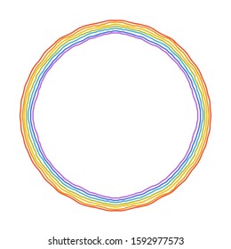 Round rainbow shape and color frame. Perfect for invitations, postcards, decor, kids celebrations, and more.