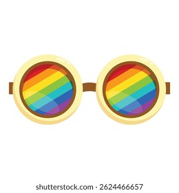 Round rainbow sunglasses celebrating pride month with colorful lenses