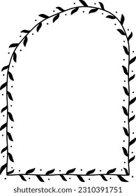 Round rampant Arch rectangular frame architectural window door  flower frame floral leaf borders natural Botanical Branches decoration wedding card anniversary celebration beautiful arabesque Elements
