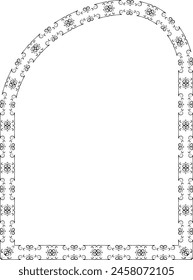 Round rampant Arch Vertical Frame architectural arche window door Vintage frame Flower wreath leaf vector floral border picture frames Branch laurel botanical silhouette black elements decoration