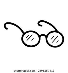 Round reading glasses. Hand drawn doodle. Doctor accessory. Vector outline art illustration.
